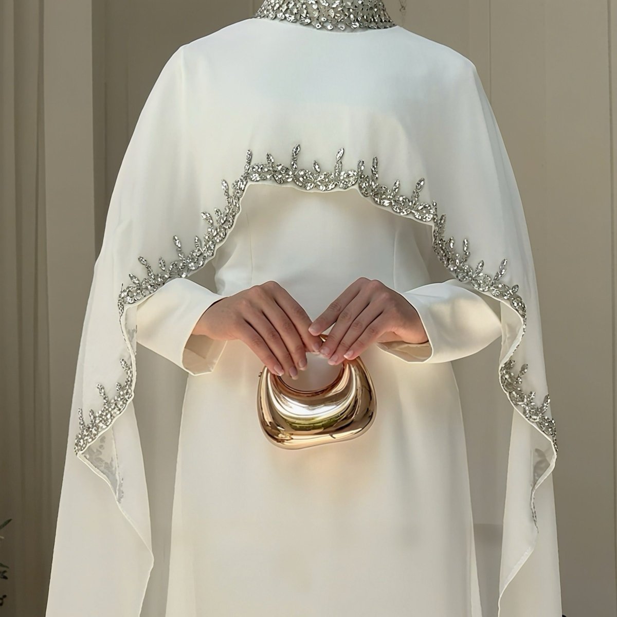 Celestial Rhinestone Cape Abaya | Luxury 2-Piece Set (MA251) by Mariam's Collection
