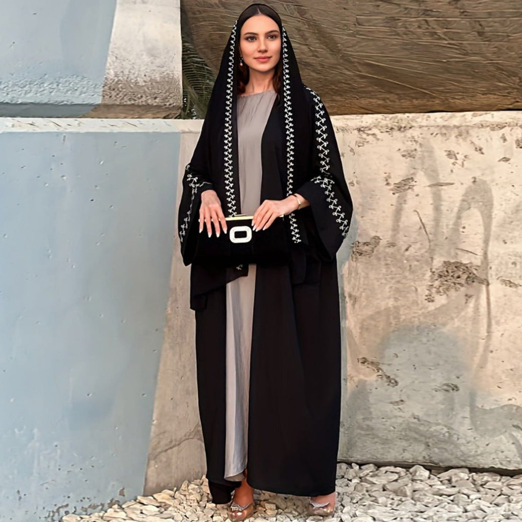 Moonlight Embroidered Abaya Set | Batwing Sleeve Robe with Matching Hijab (MOA183) by Mariam's Collection