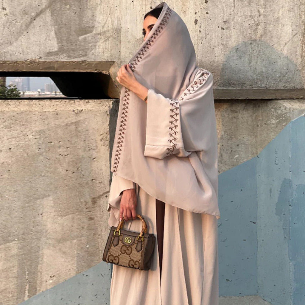Moonlight Embroidered Abaya Set | Batwing Sleeve Robe with Matching Hijab (MOA183) by Mariam's Collection
