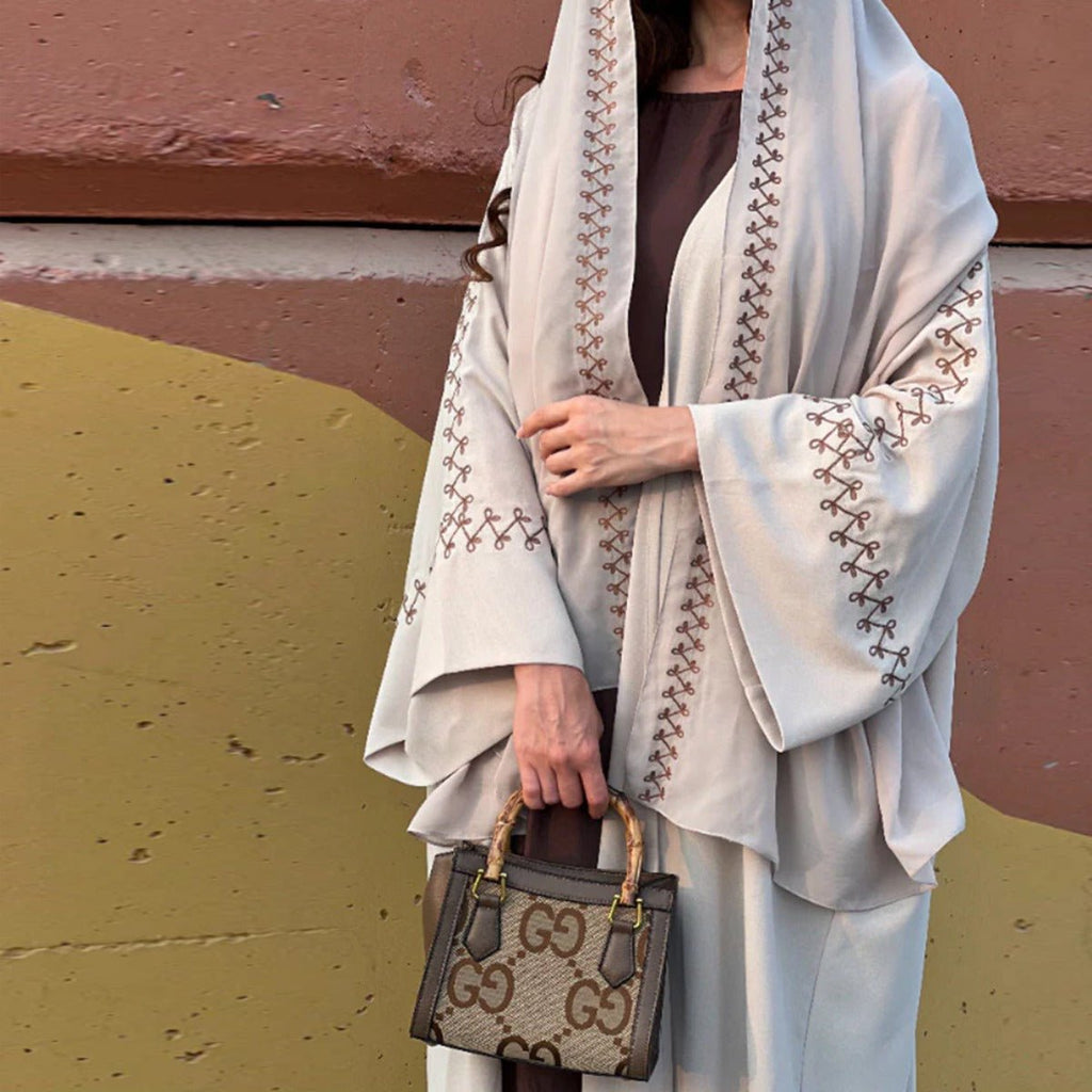 Moonlight Embroidered Abaya Set | Batwing Sleeve Robe with Matching Hijab (MOA183) by Mariam's Collection