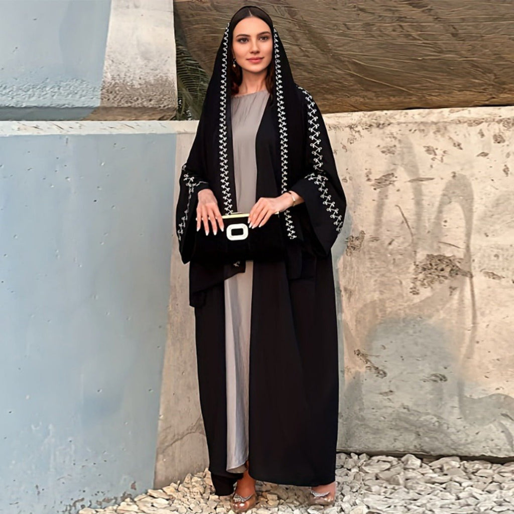 Moonlight Embroidered Abaya Set | Batwing Sleeve Robe with Matching Hijab (MOA183) by Mariam's Collection