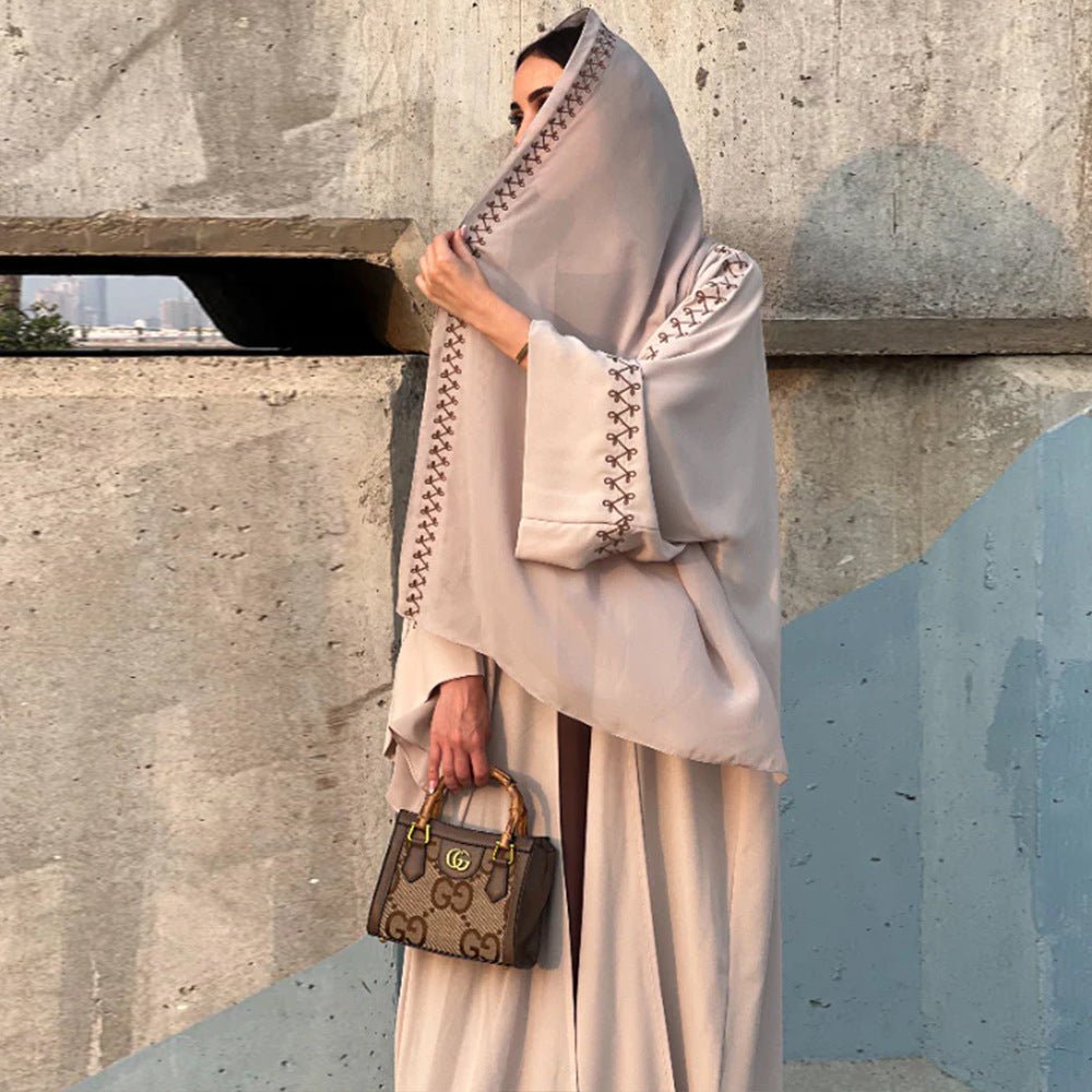 Moonlight Embroidered Abaya Set | Batwing Sleeve Robe with Matching Hijab (MOA183) by Mariam's Collection