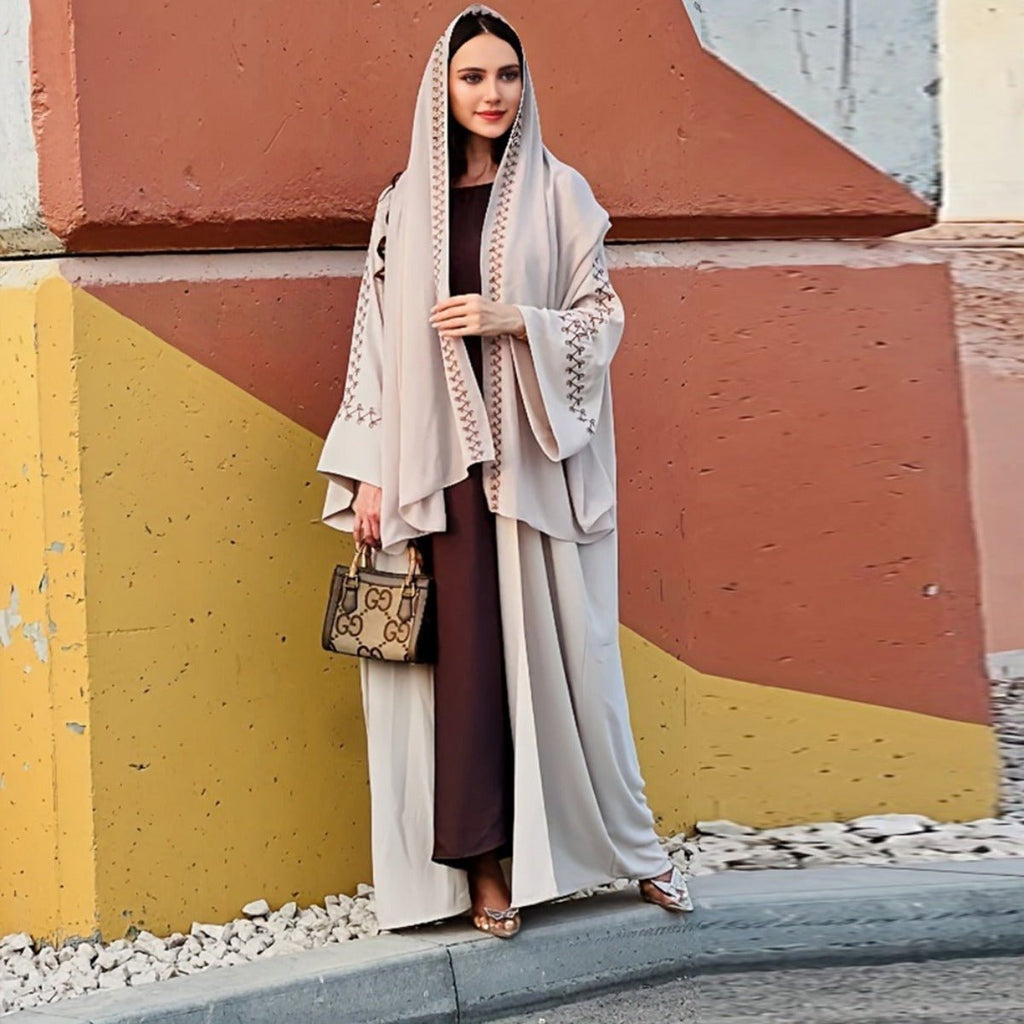 Moonlight Embroidered Abaya Set | Batwing Sleeve Robe with Matching Hijab (MOA183) by Mariam's Collection