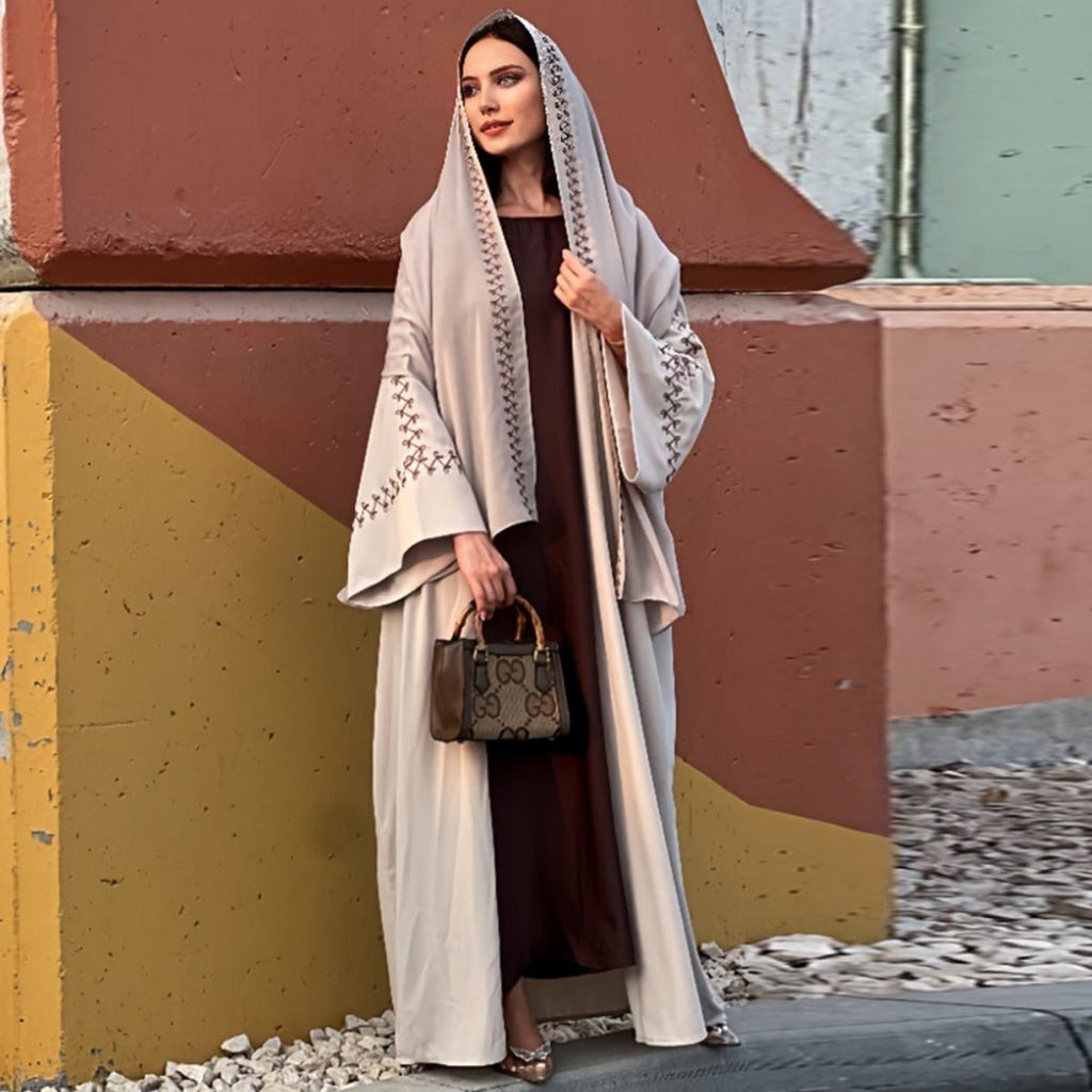 Moonlight Embroidered Abaya Set | Batwing Sleeve Robe with Matching Hijab (MOA183) by Mariam's Collection