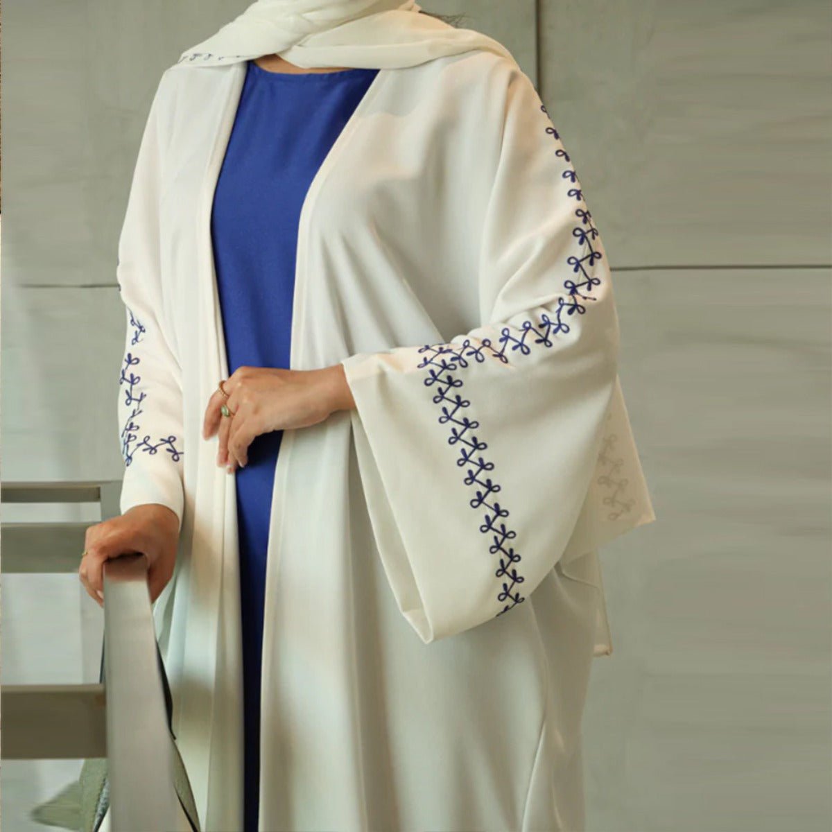 Moonlight Embroidered Abaya Set | Batwing Sleeve Robe with Matching Hijab (MOA183) by Mariam's Collection