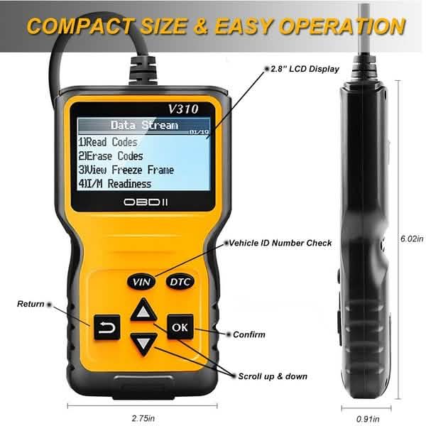MOTOPOWER MP69033 OBD2 Scanner Universal Car Engine Fault Code Reader by DailySale