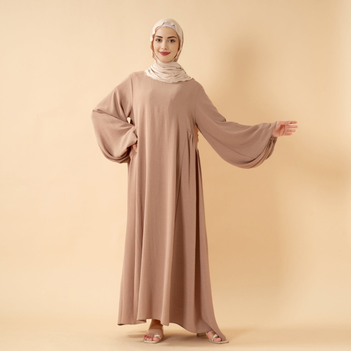 Relaxed Fit Lantern Sleeves Crepe Abaya (MA190) by Mariam's Collection