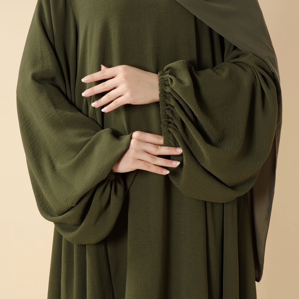 Relaxed Fit Lantern Sleeves Crepe Abaya (MA190) by Mariam's Collection