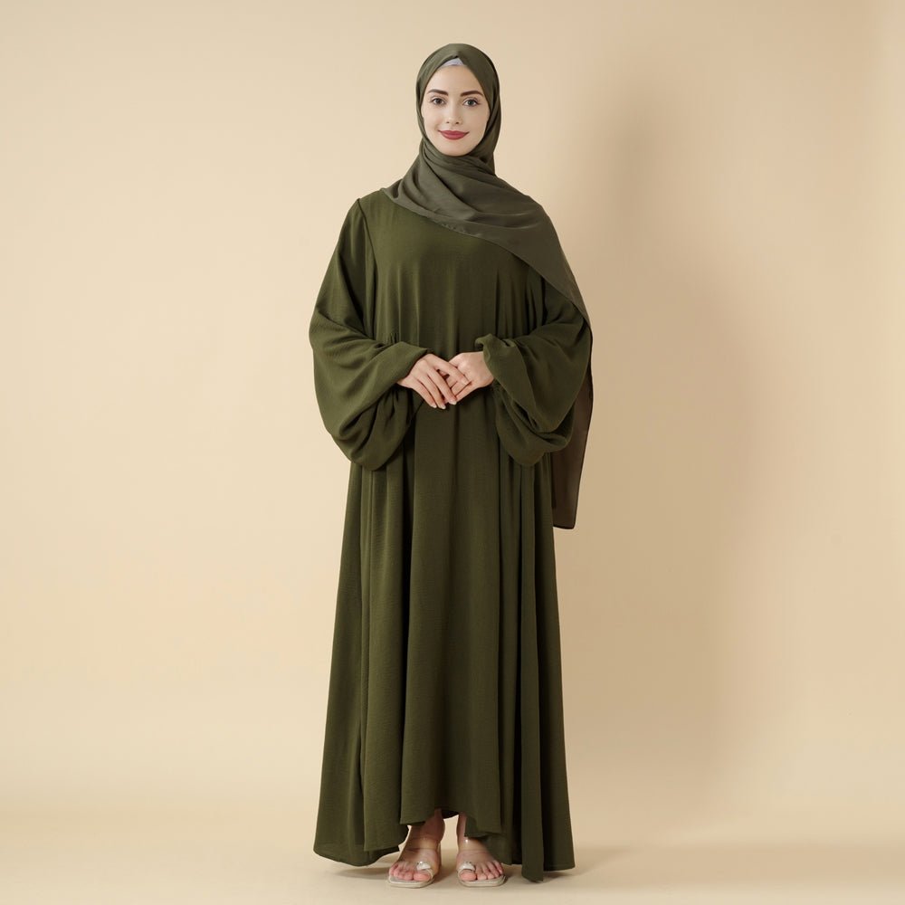 Relaxed Fit Lantern Sleeves Crepe Abaya (MA190) by Mariam's Collection