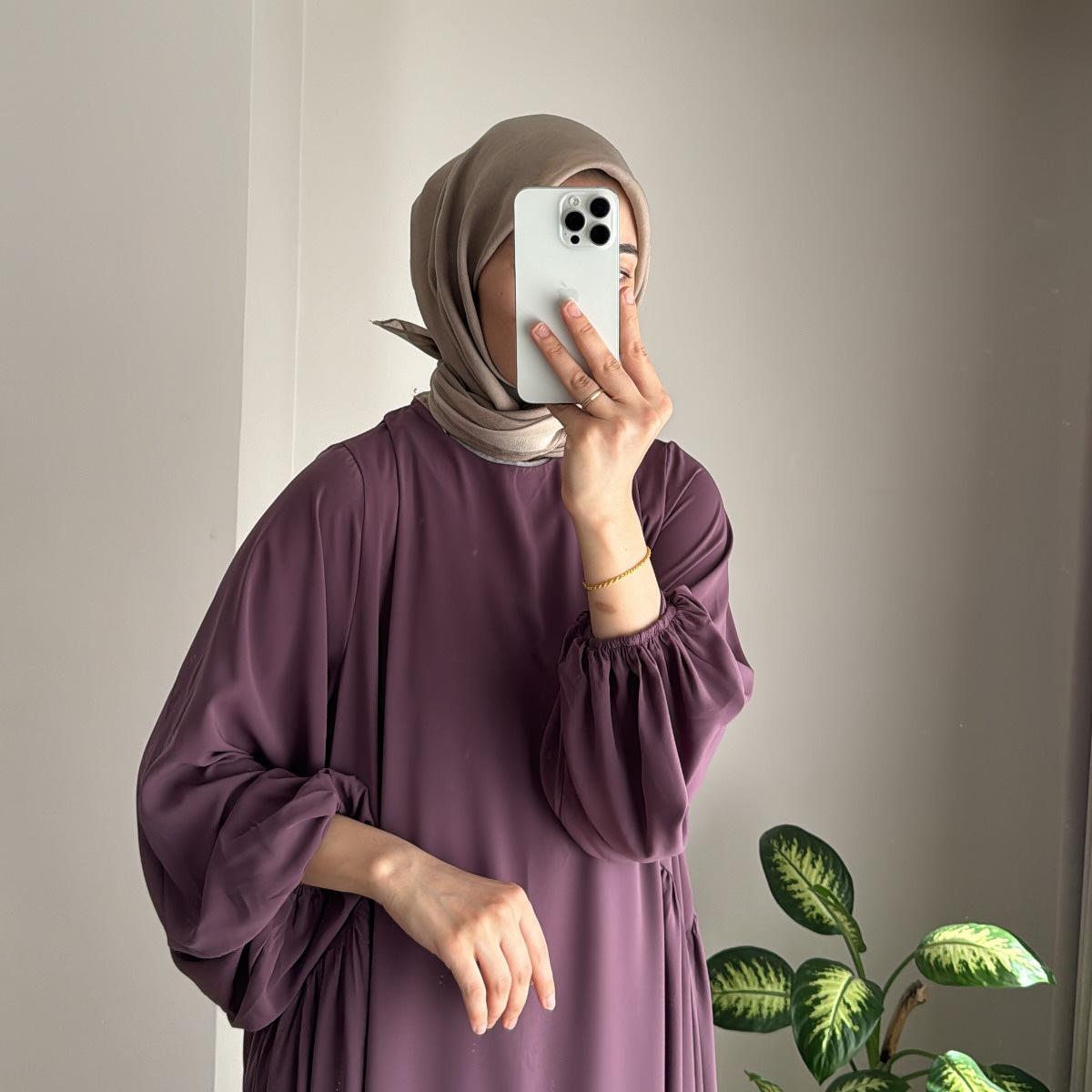 Relaxed Fit Lantern Sleeves Crepe Abaya (MA190) by Mariam's Collection
