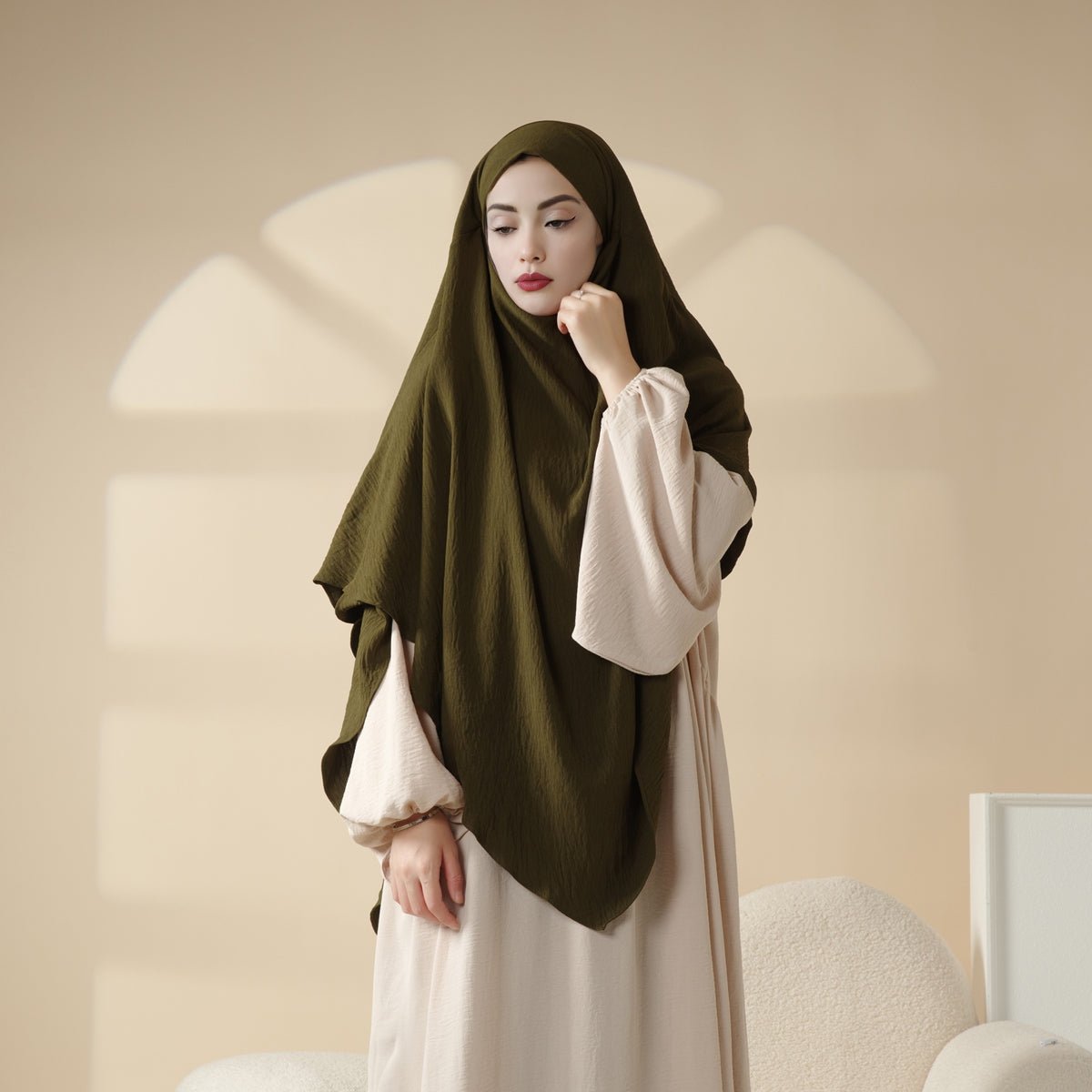 New Two-Layer Crepe Khimar (MK010) by Mariam's Collection