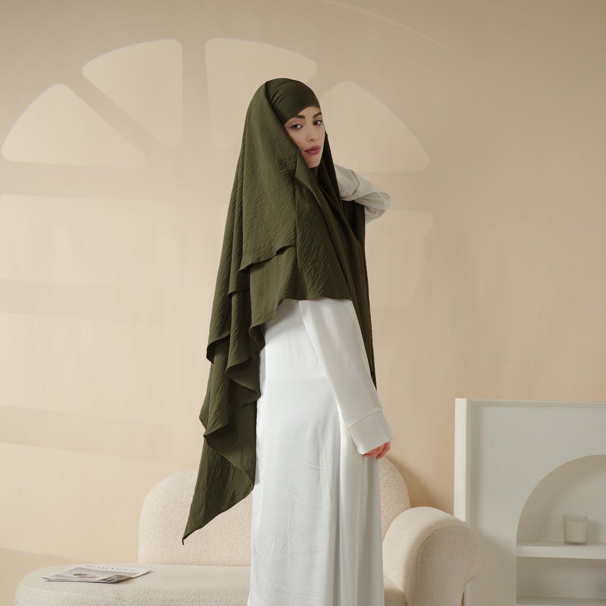 New Two-Layer Crepe Khimar (MK010) by Mariam's Collection