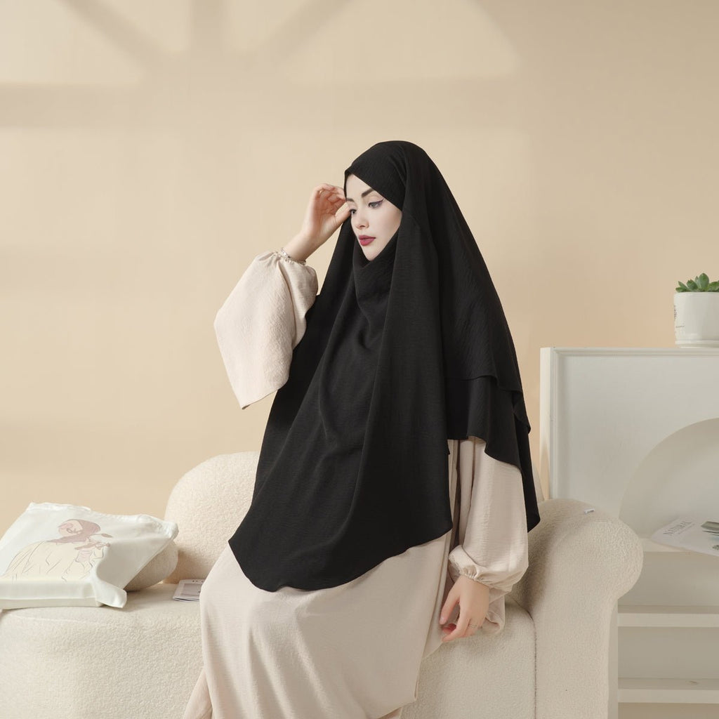 New Two-Layer Crepe Khimar (MK010) by Mariam's Collection