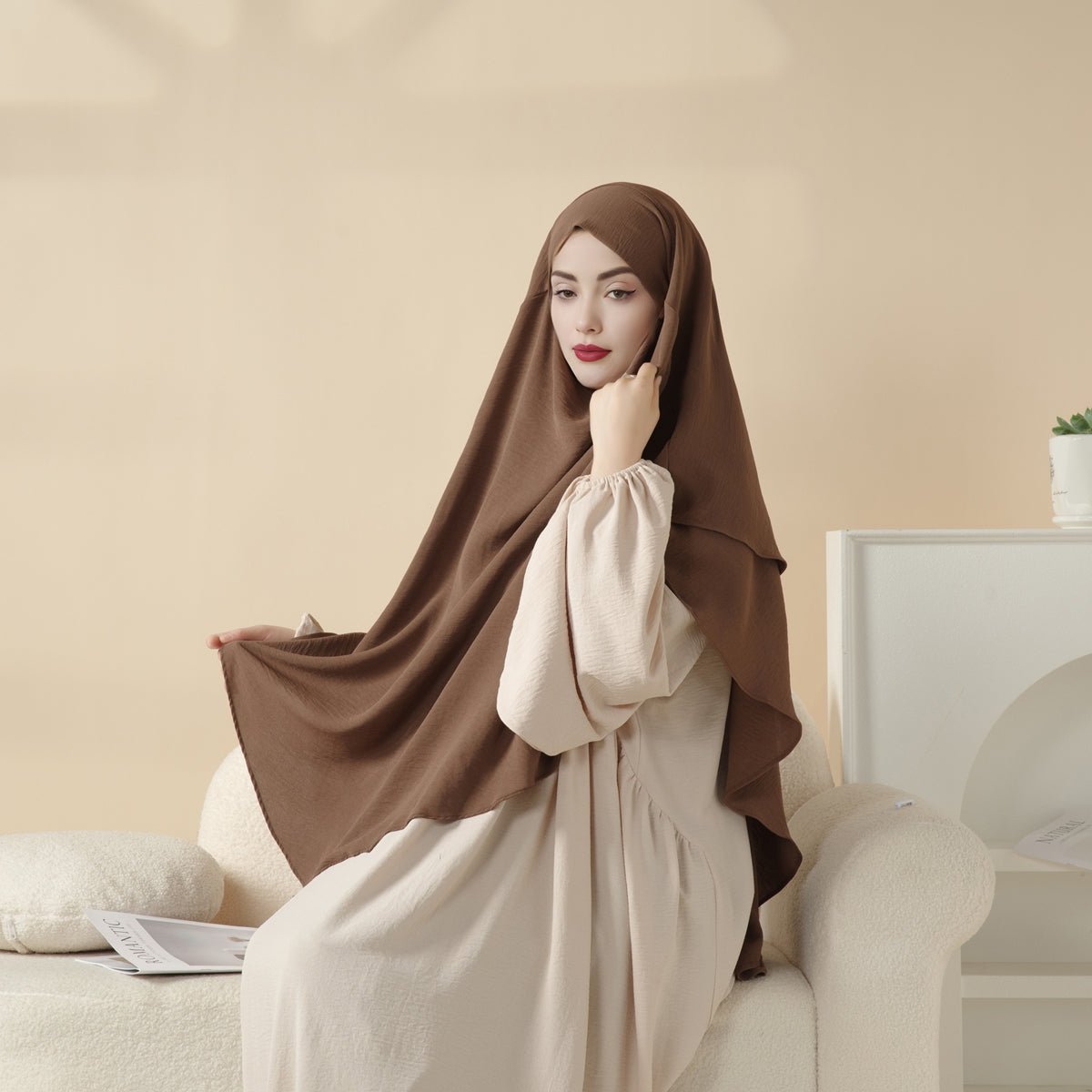 New Two-Layer Crepe Khimar (MK010) by Mariam's Collection