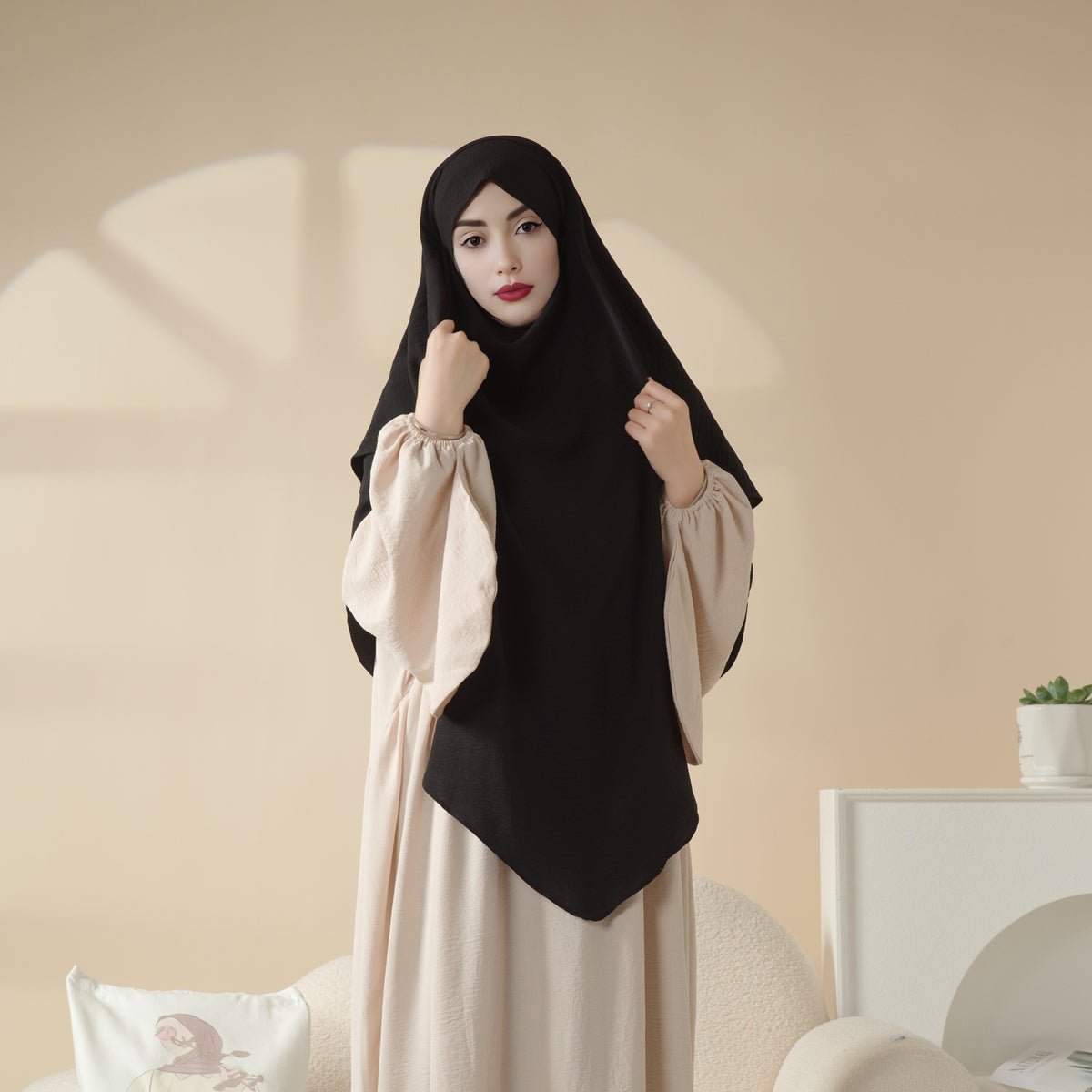 New Two-Layer Crepe Khimar (MK010) by Mariam's Collection