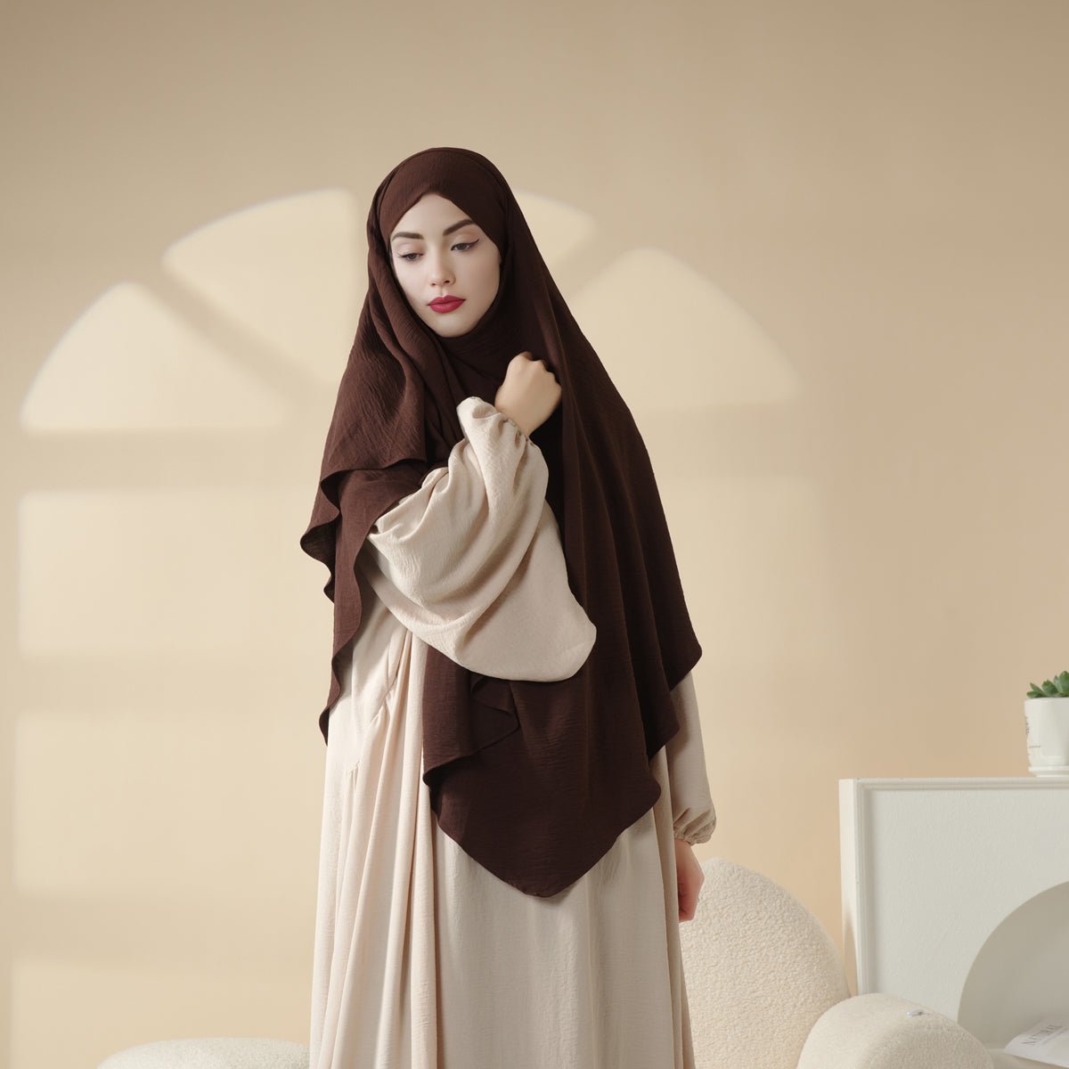 New Two-Layer Crepe Khimar (MK010) by Mariam's Collection