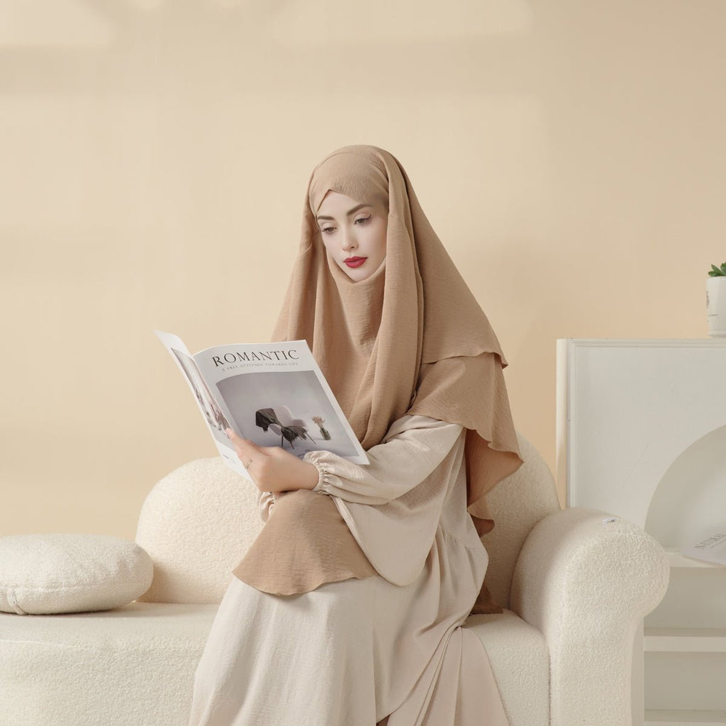 New Two-Layer Crepe Khimar (MK010) by Mariam's Collection