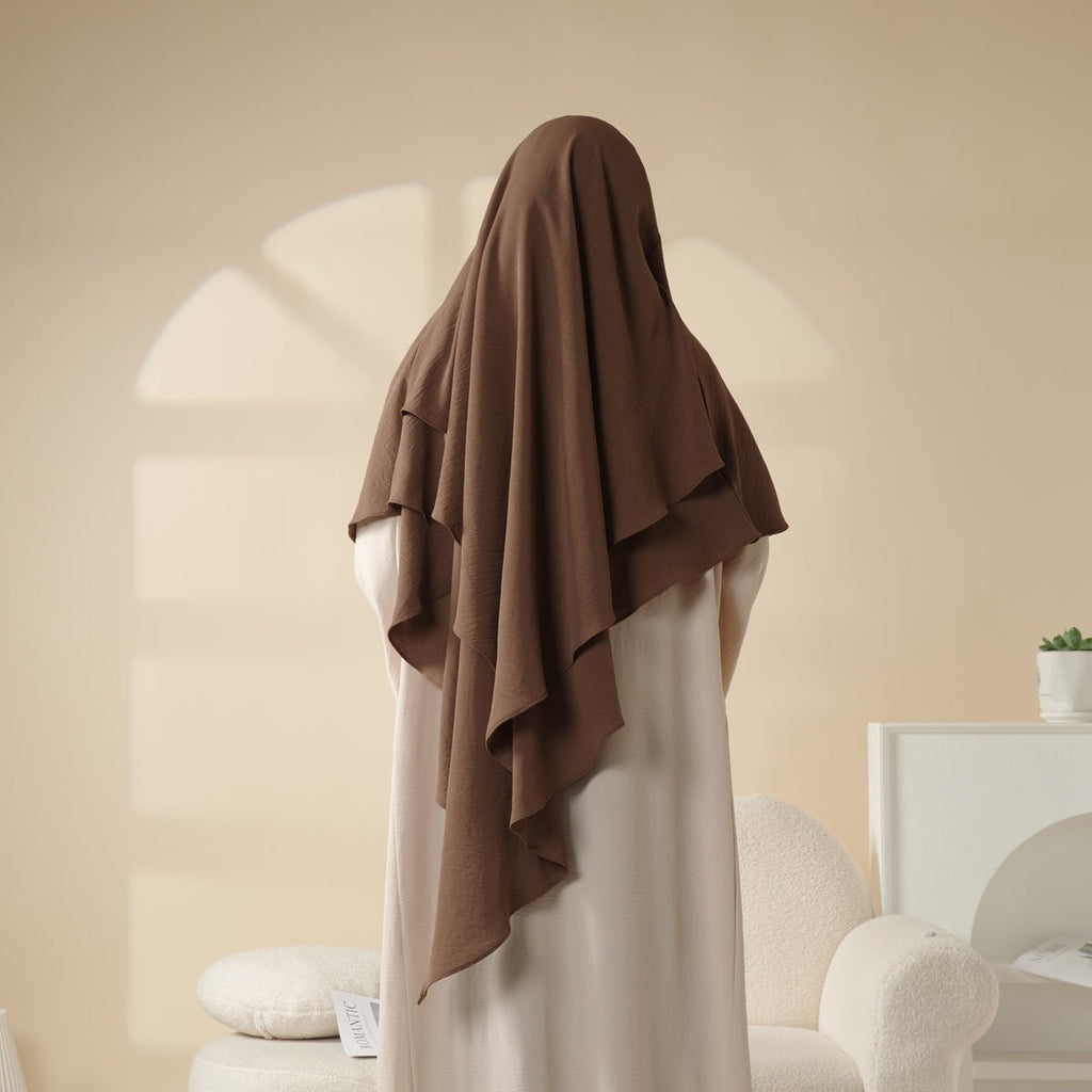 New Two-Layer Crepe Khimar (MK010) by Mariam's Collection