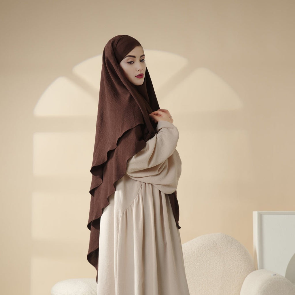 New Two-Layer Crepe Khimar (MK010) by Mariam's Collection