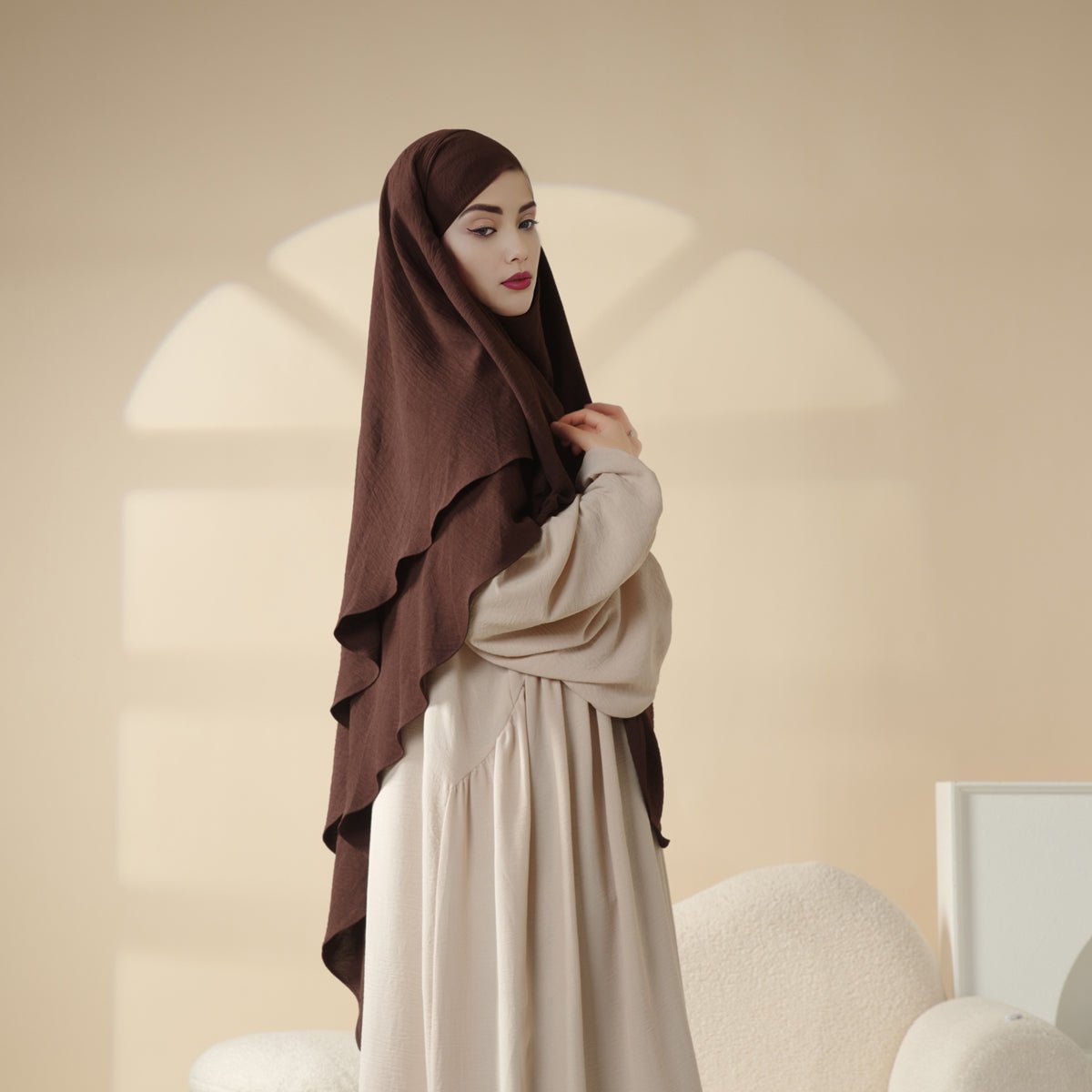 New Two-Layer Crepe Khimar (MK010) by Mariam's Collection