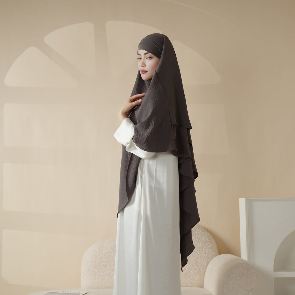 New Two-Layer Crepe Khimar (MK010) by Mariam's Collection