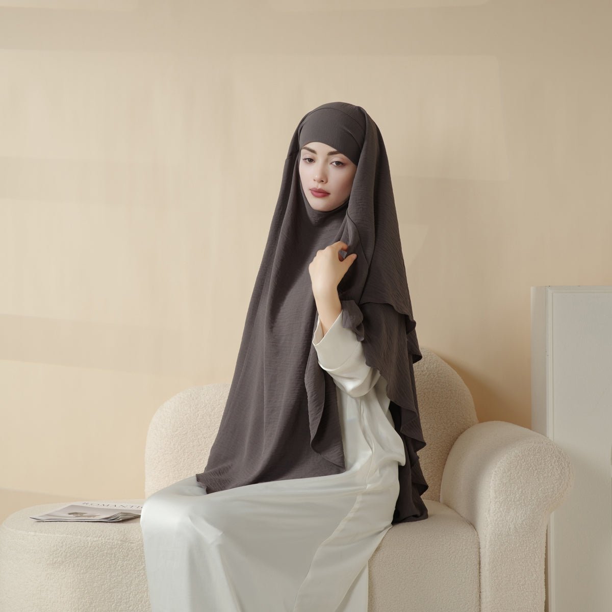 New Two-Layer Crepe Khimar (MK010) by Mariam's Collection