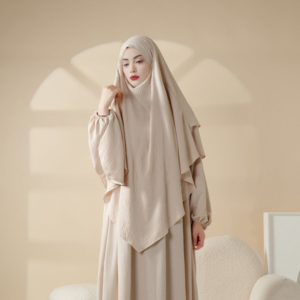 New Two-Layer Crepe Khimar (MK010) by Mariam's Collection