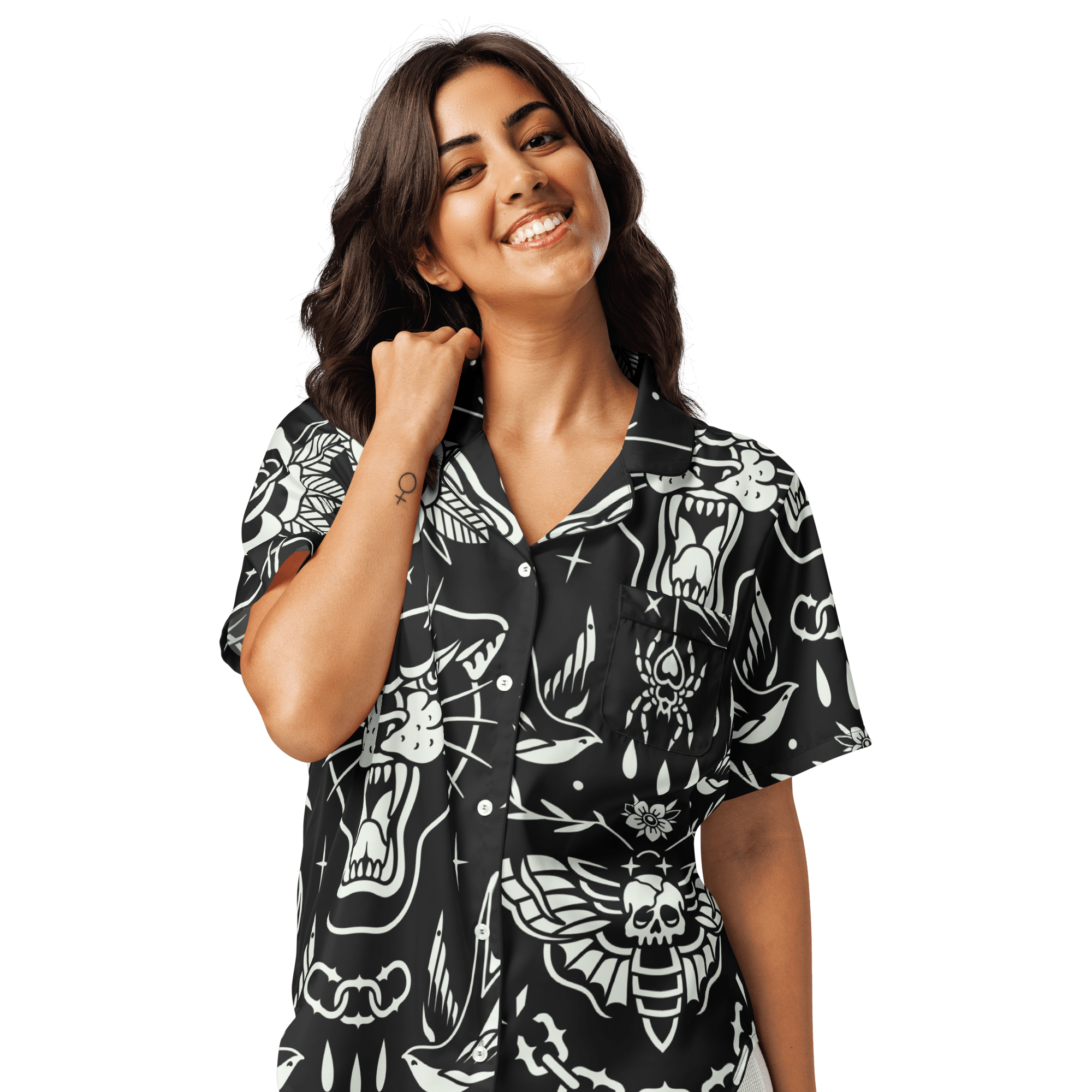 Old School Ink Silky Pajama Top by Goth Cloth Co.