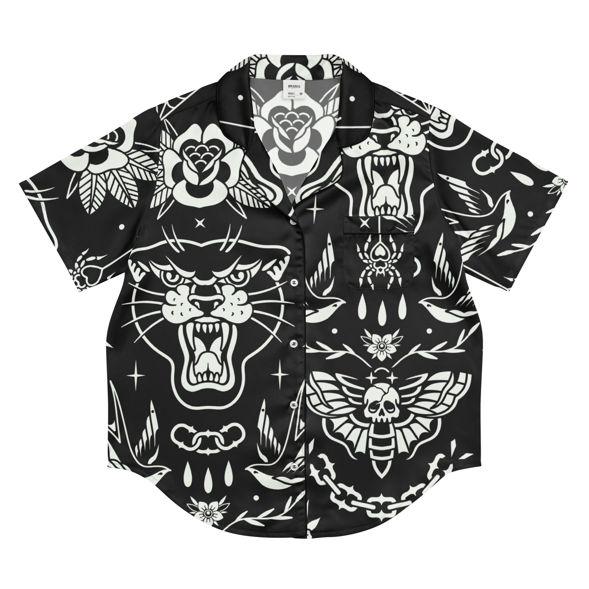 Old School Ink Silky Pajama Top by Goth Cloth Co.