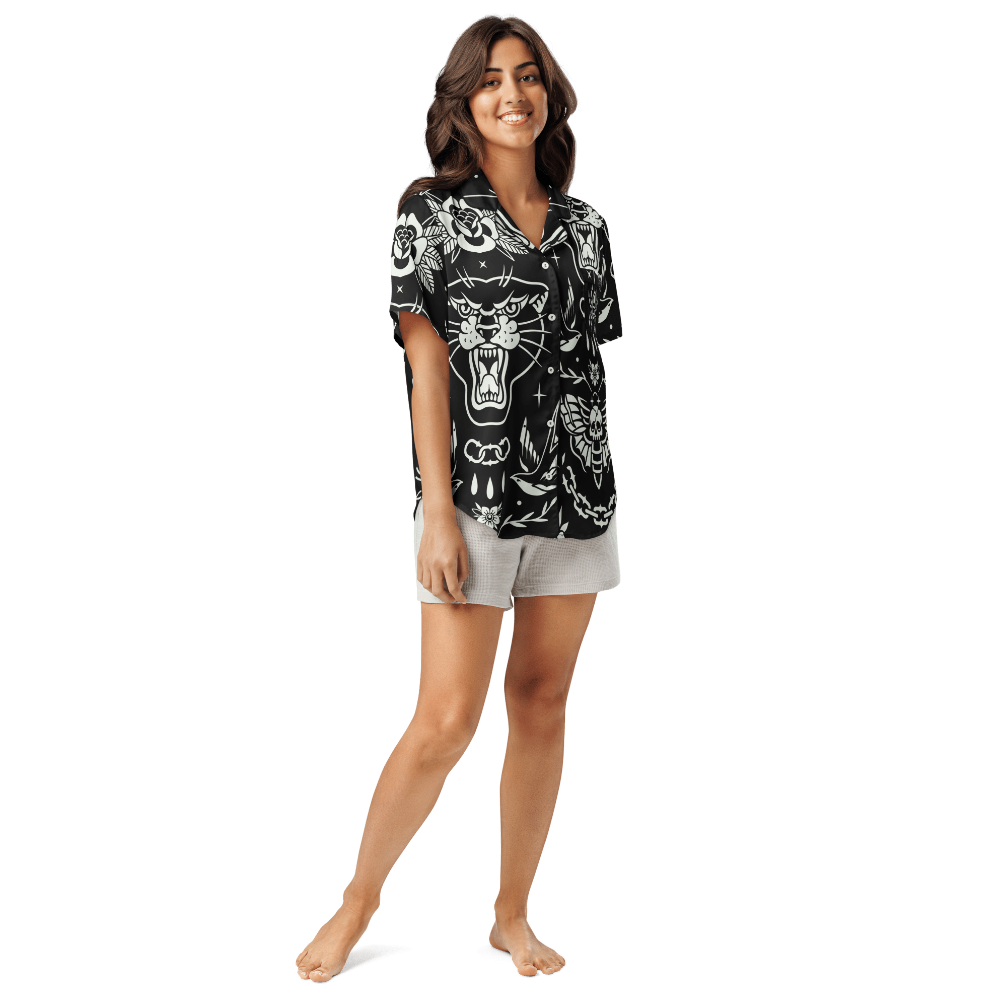 Old School Ink Silky Pajama Top by Goth Cloth Co.