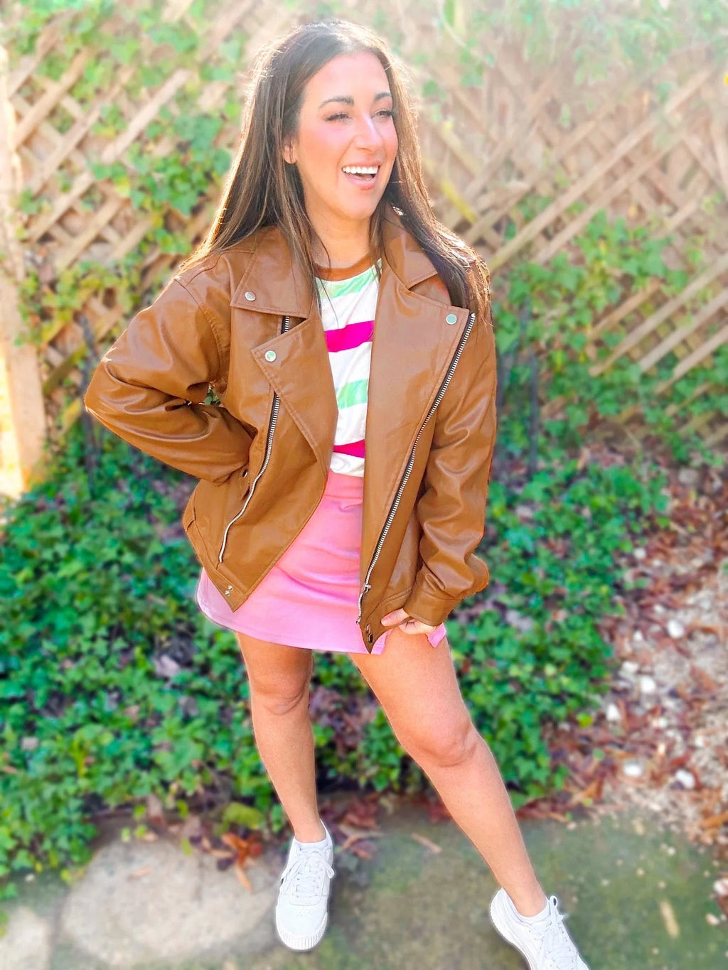 Ollie Oversized Vegan Leather Biker Jacket by Girl Code Couture
