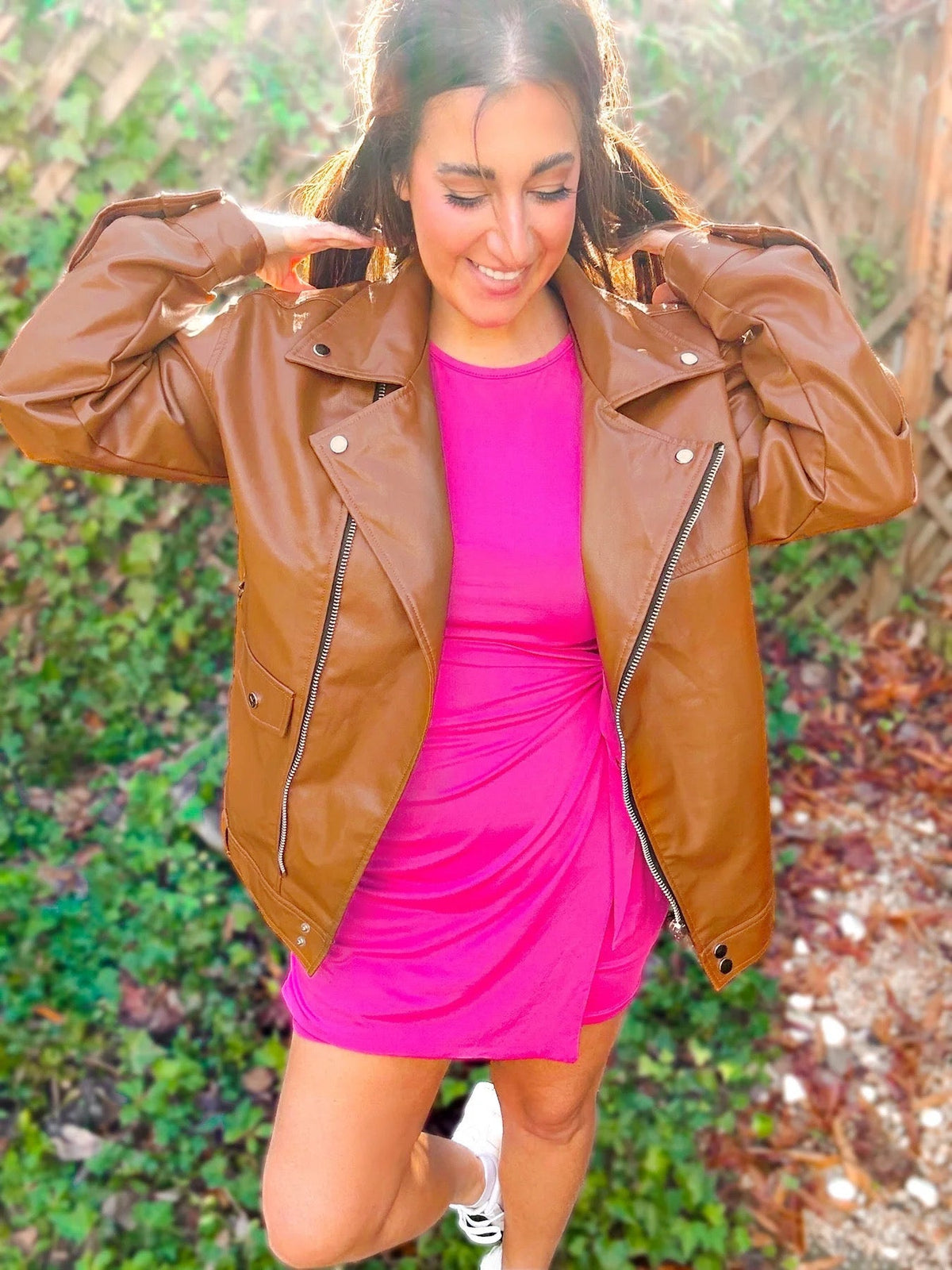 Ollie Oversized Vegan Leather Biker Jacket by Girl Code Couture