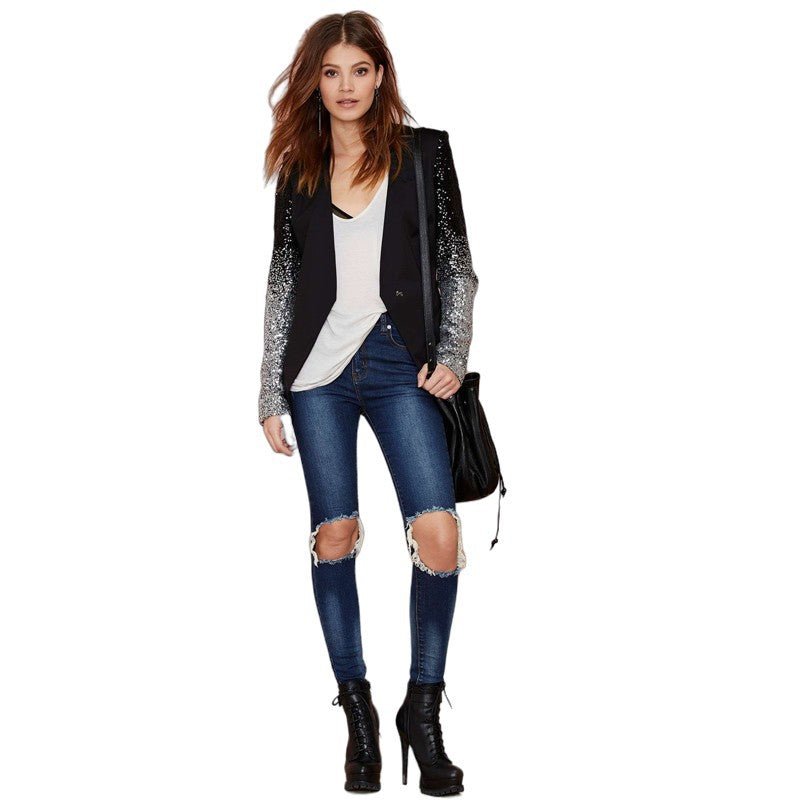Ombre Sequin Sleeve Blazer(MS242) by Mariam's Collection