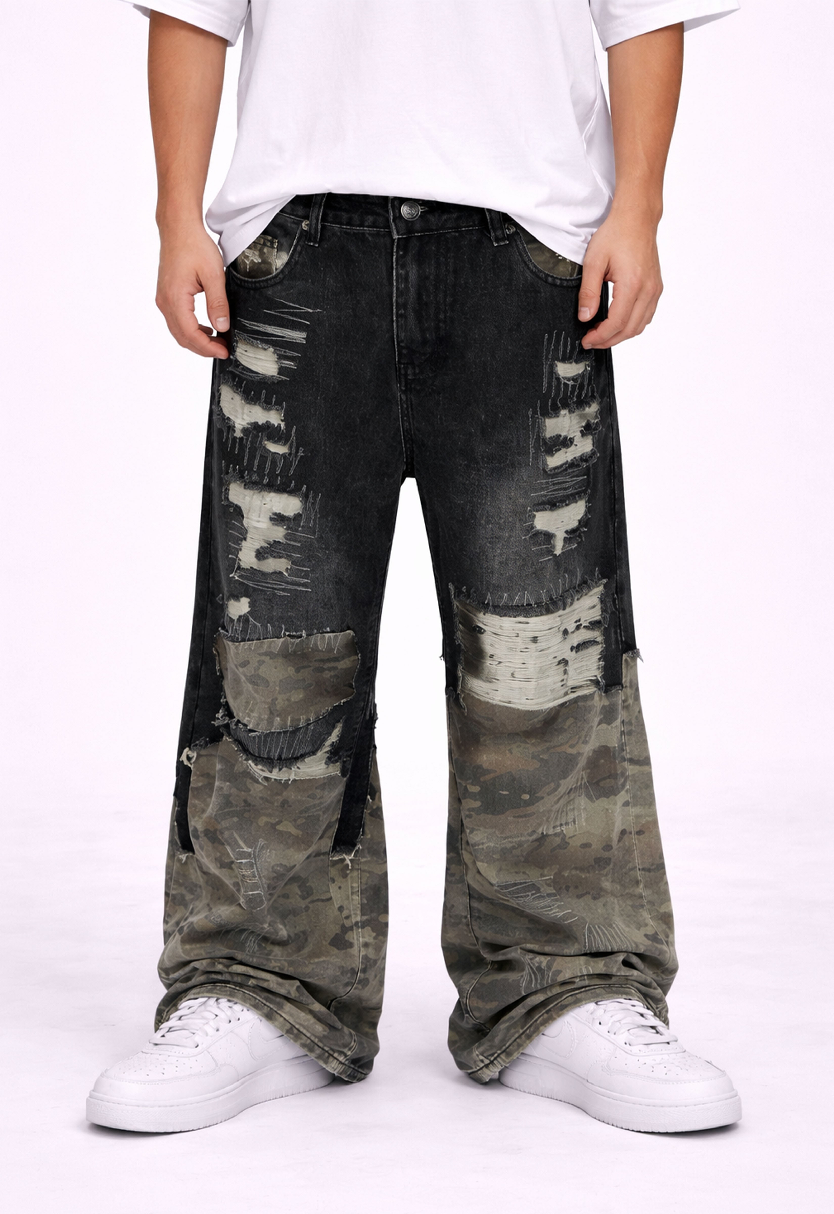 NOIR SCAB CAMO FLARE DENIM by UNDEVELOPED