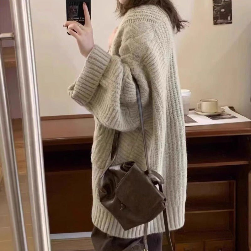 Oversized Cable Knit Cardigan with Pockets(MS166) by Mariam's Collection