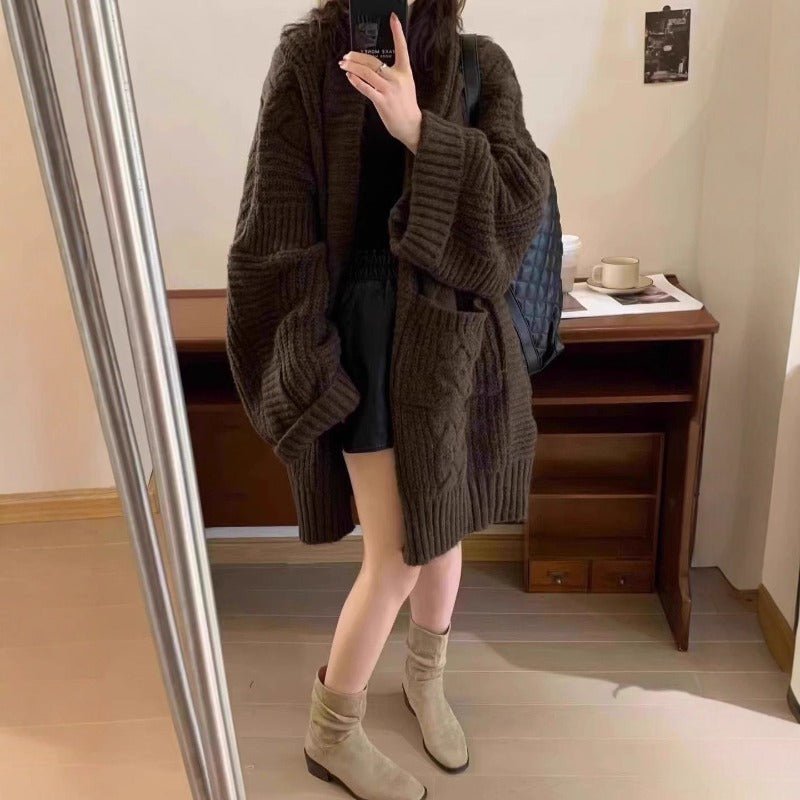 Oversized Cable Knit Cardigan with Pockets(MS166) by Mariam's Collection