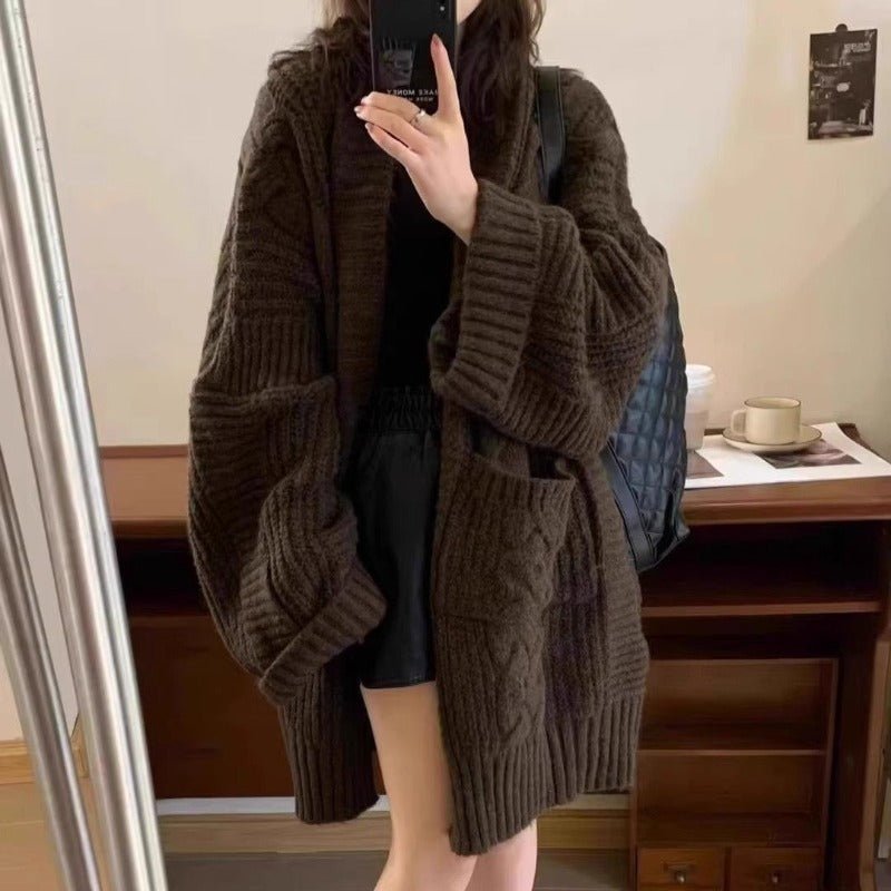 Oversized Cable Knit Cardigan with Pockets(MS166) by Mariam's Collection