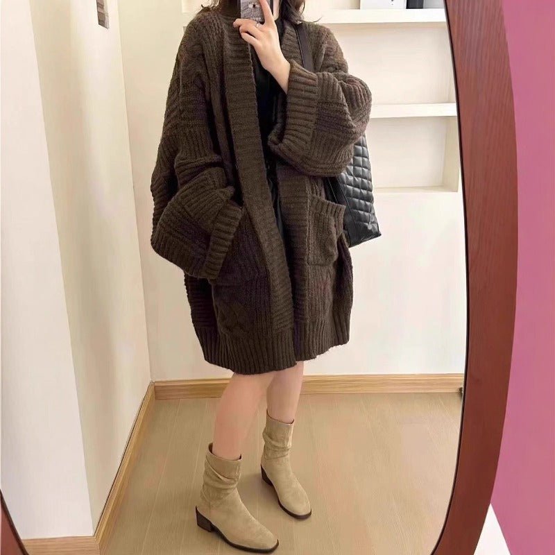 Oversized Cable Knit Cardigan with Pockets(MS166) by Mariam's Collection