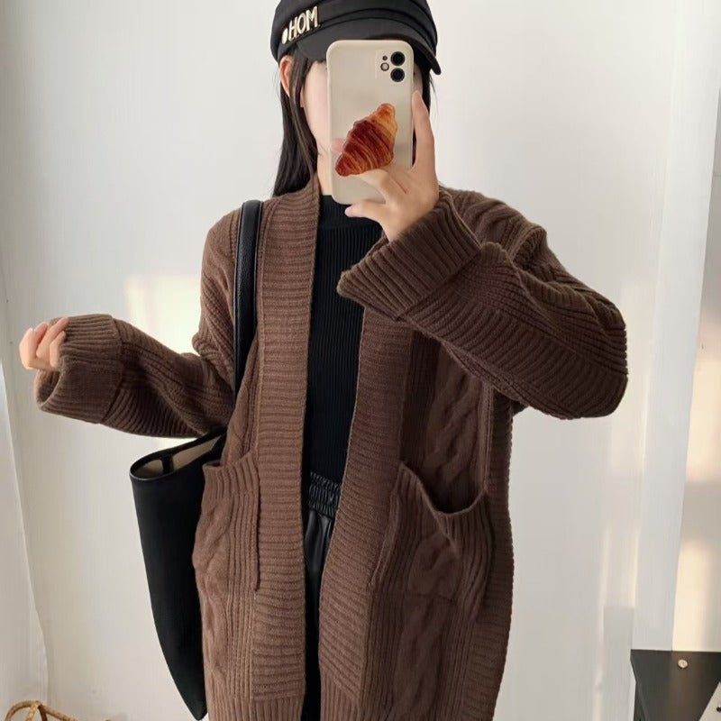 Oversized Cable Knit Cardigan with Pockets(MS166) by Mariam's Collection