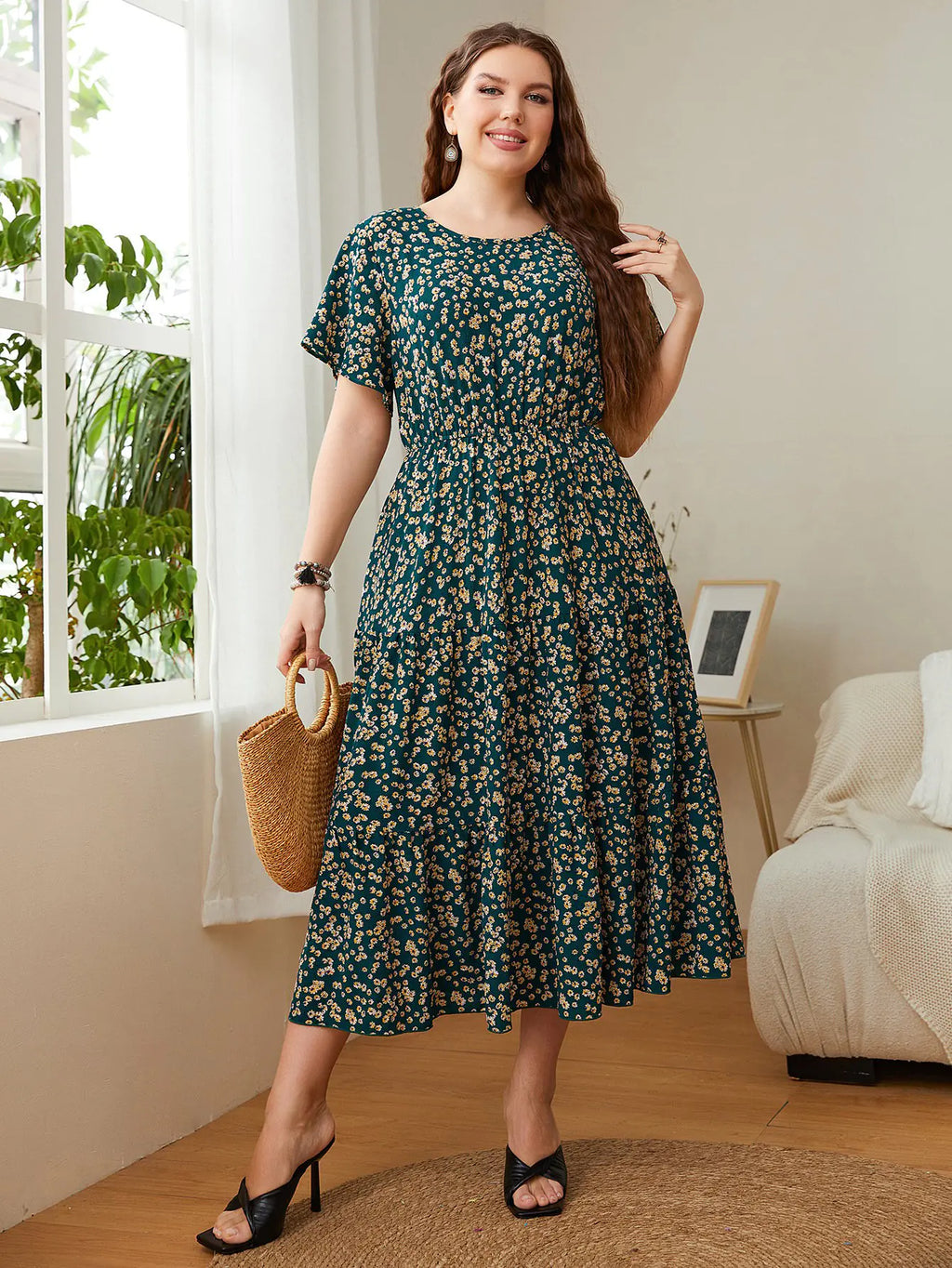 Summer Plus Size Floral Printed Dresses for Women by Trendy Attic Store01