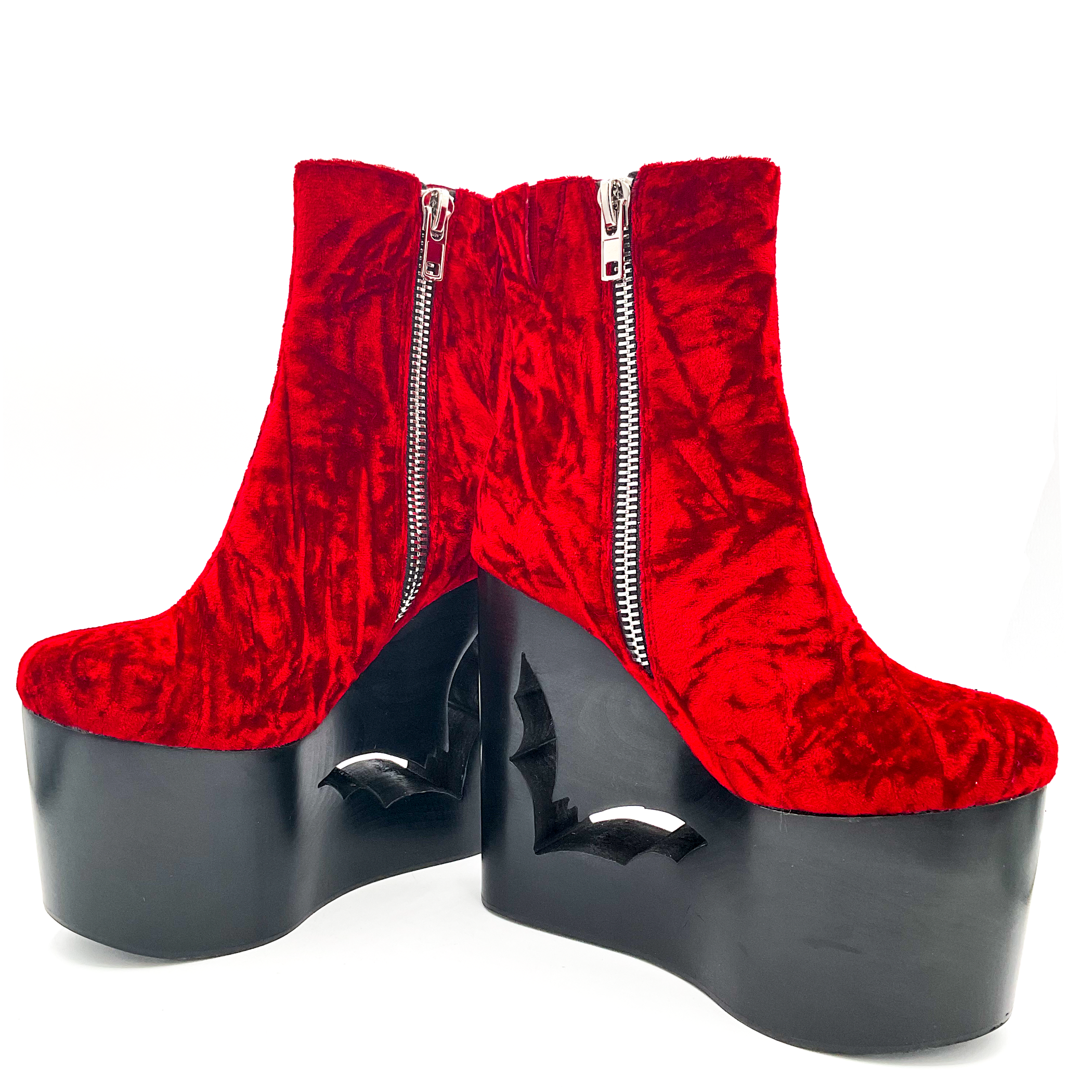Deadwood Oxblood Velvet Wedge Boot by Charla Tedrick