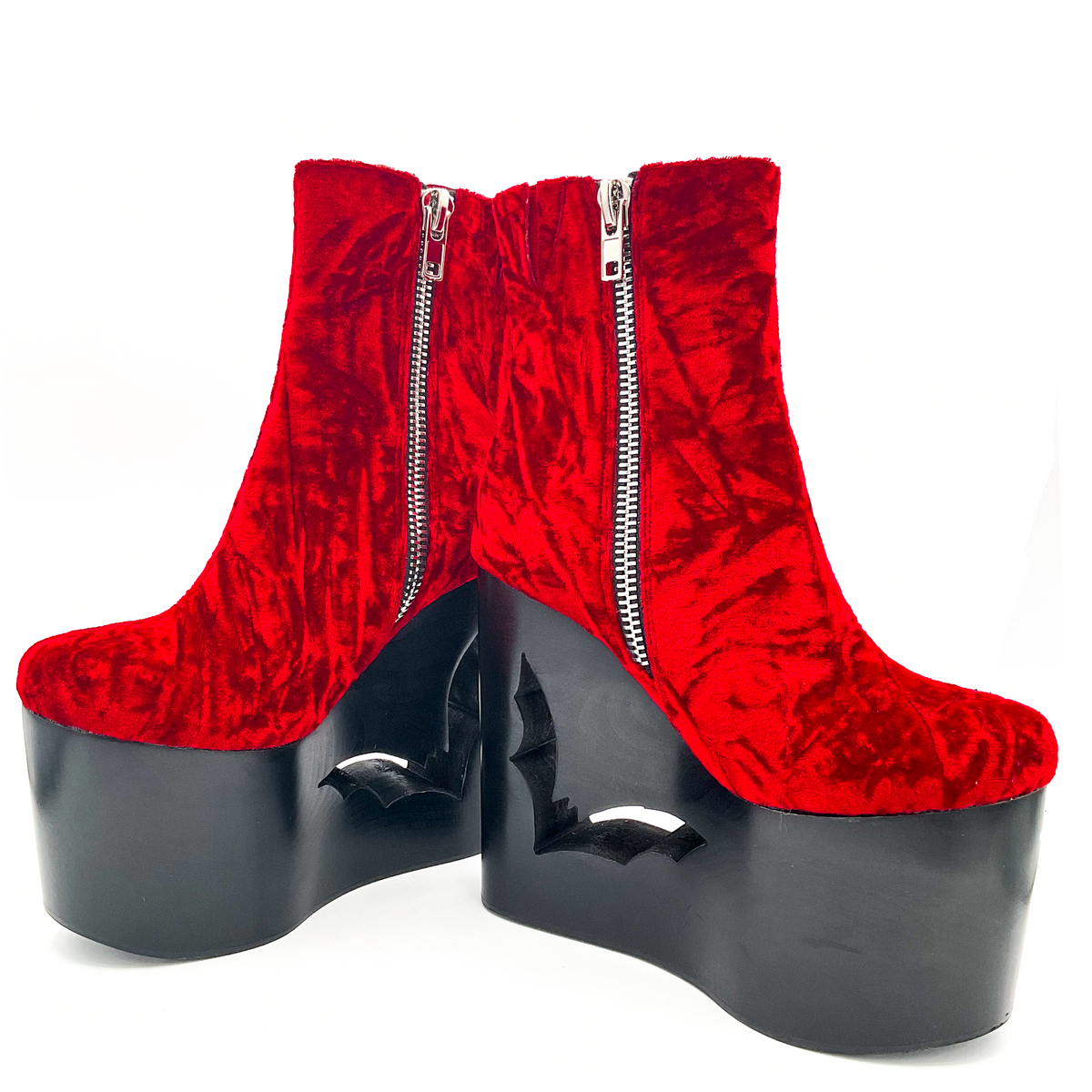 Deadwood Oxblood Velvet Wedge Boot by Charla Tedrick
