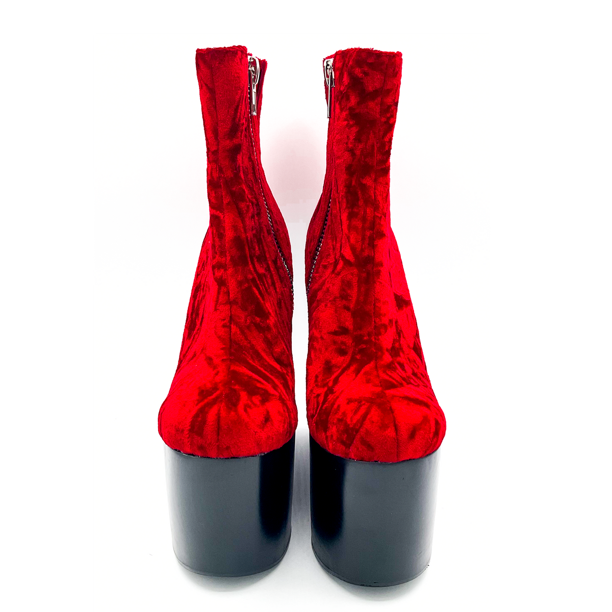 Deadwood Oxblood Velvet Wedge Boot by Charla Tedrick