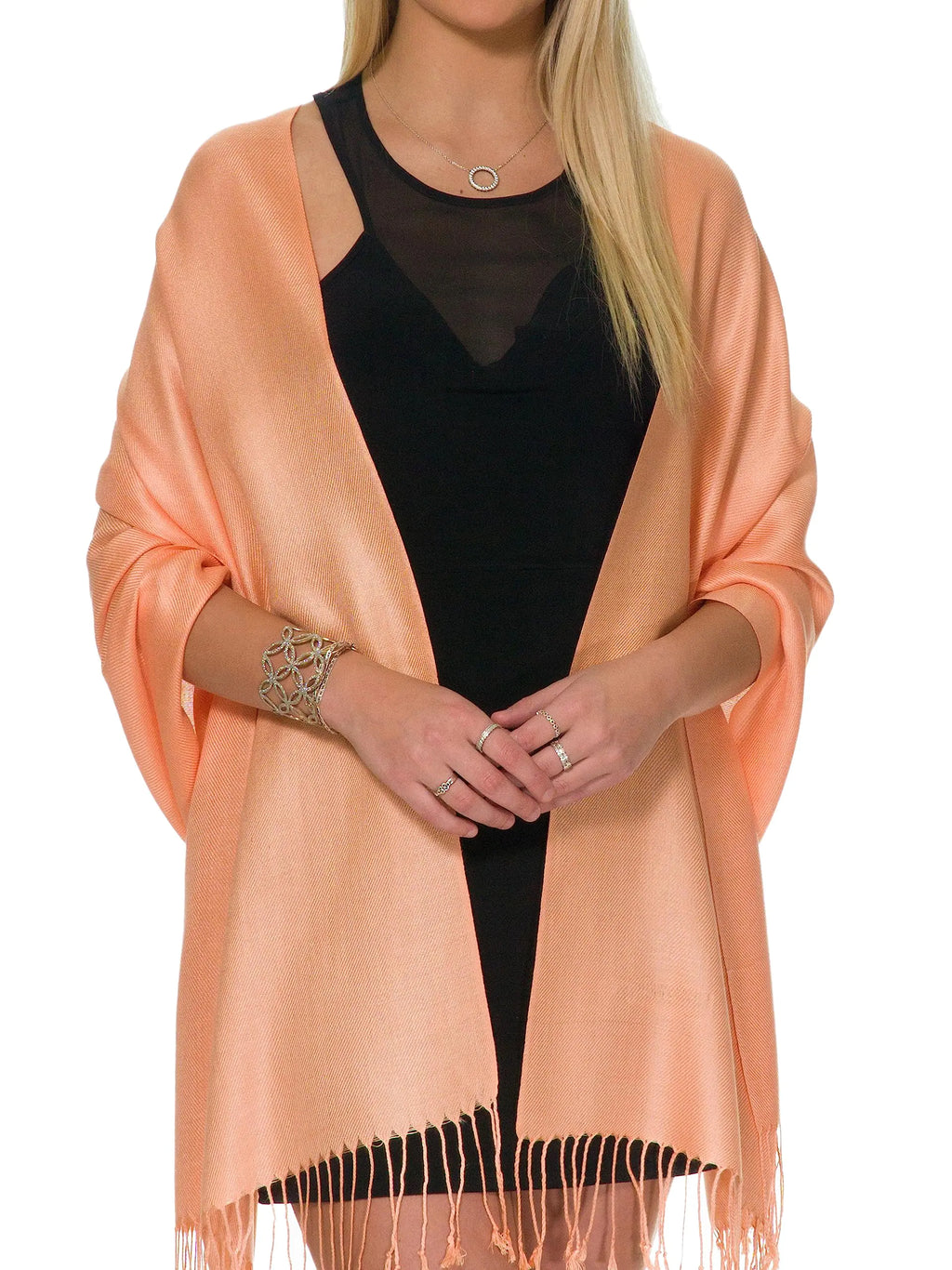 Pashmina Shawls and Wraps for Evening Dresses, Large Soft Pashminas Wedding Shawl Peach - # GIAA231710009 by Yo KIDZ LLC