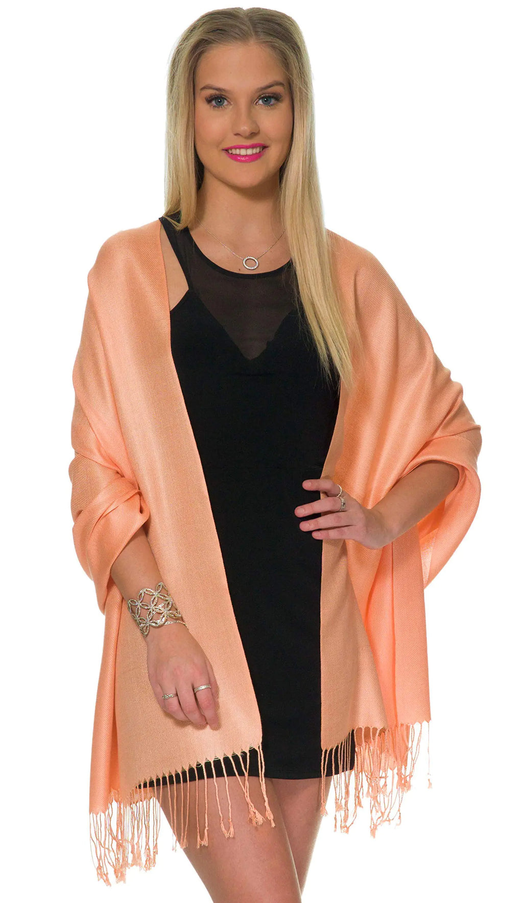 Pashmina Shawls and Wraps for Evening Dresses, Large Soft Pashminas Wedding Shawl Peach - # GIAA231710009 by Yo KIDZ LLC