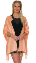 Pashmina Shawls and Wraps for Evening Dresses, Large Soft Pashminas Wedding Shawl Peach - # GIAA231710009 by Yo KIDZ LLC