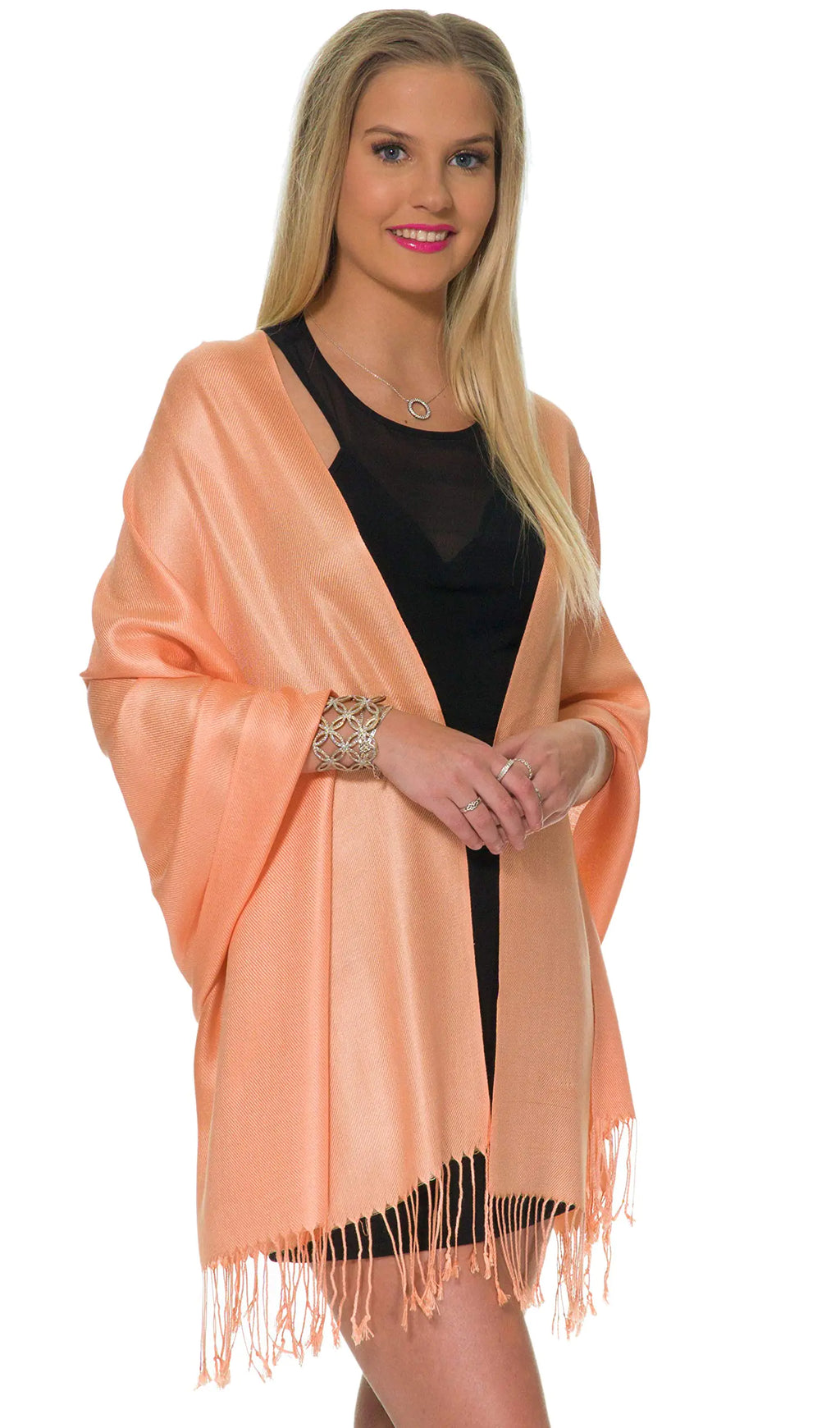 Pashmina Shawls and Wraps for Evening Dresses, Large Soft Pashminas Wedding Shawl Peach - # GIAA231710009 by Yo KIDZ LLC