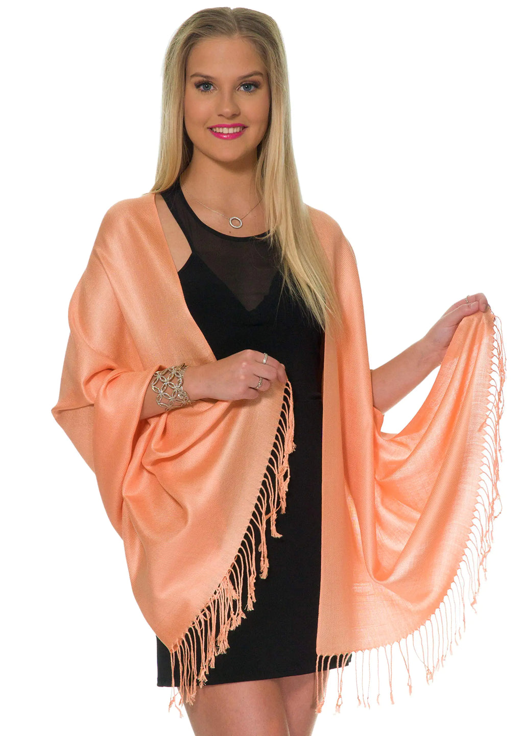 Pashmina Shawls and Wraps for Evening Dresses, Large Soft Pashminas Wedding Shawl Peach - # GIAA231710009 by Yo KIDZ LLC