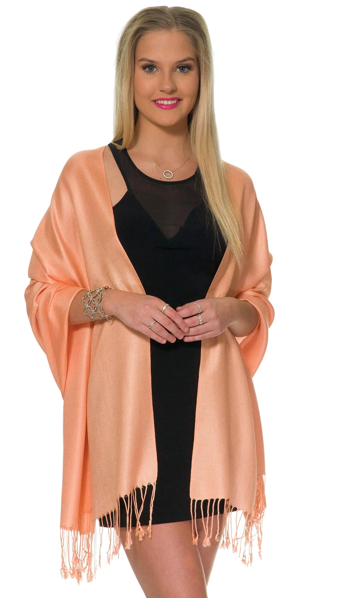 Pashmina Shawls and Wraps for Evening Dresses, Large Soft Pashminas Wedding Shawl Peach - # GIAA231710009 by Yo KIDZ LLC