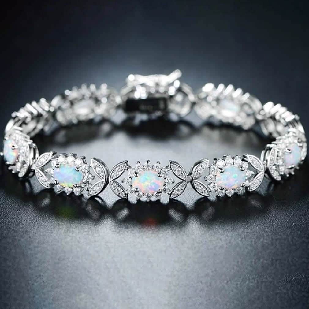 Peermont 18K White Gold Plated Fire Opal Butterfly Tennis Bracelet by DailySale